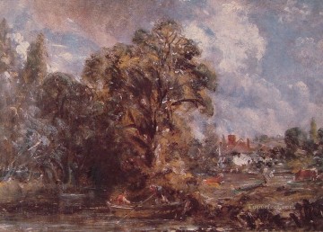  Constable Art Painting - Scene on a River Romantic John Constable